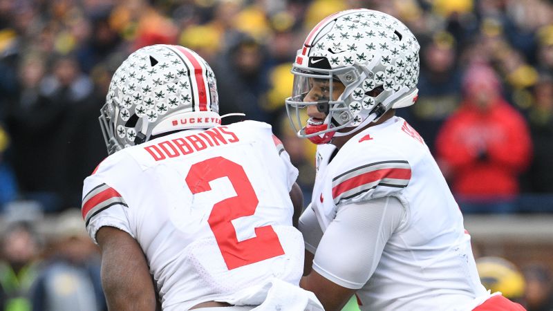 Ohio State Buckeyes quarterback Justin Fields and running back JK Dobbins