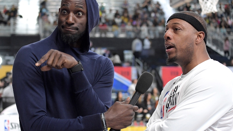 NBA legends Kevin Garnett (left) and Paul Pierce