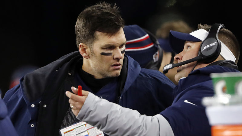 New England Patriots quarterback Tom Brady and offensive coordinator Josh McDaniels