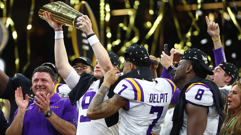 LSU quarterback Joe Burrow and safety Grant Delpit