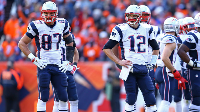 Former New England Patriots tight end Rob Gronkowski and quarterback Tom Brady