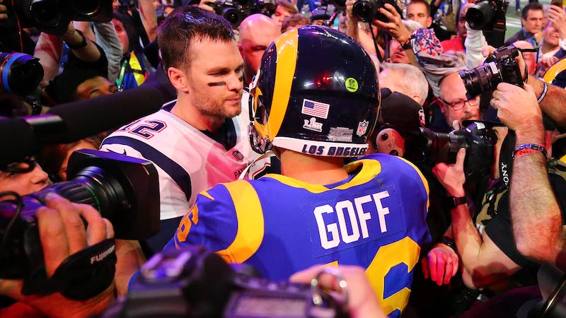 Patriots quarterback Tom Brady, Rams quarterback Jared Goff