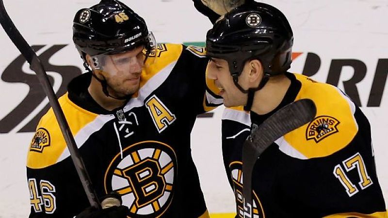 Boston Bruins center David Krejci and winger Milan Lucic