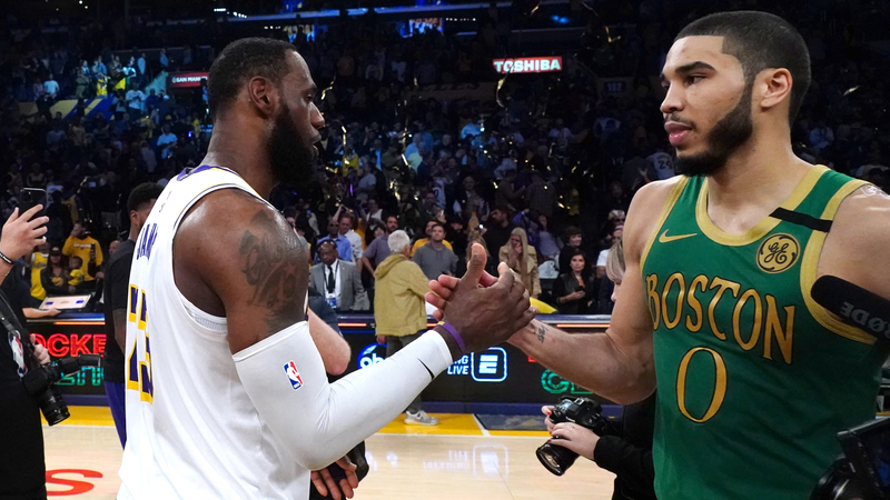 Los Angeles Lakers Forward LeBron James And Boston Celtics Forward Jayson Tatum