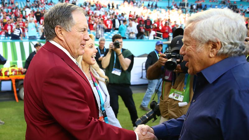 Patriots head coach Bill Belichick, owner Robert Kraft