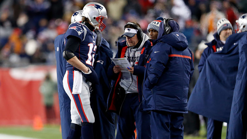 New England Patriots quarterback Tom Brady and offensive coordinator Josh McDaniels