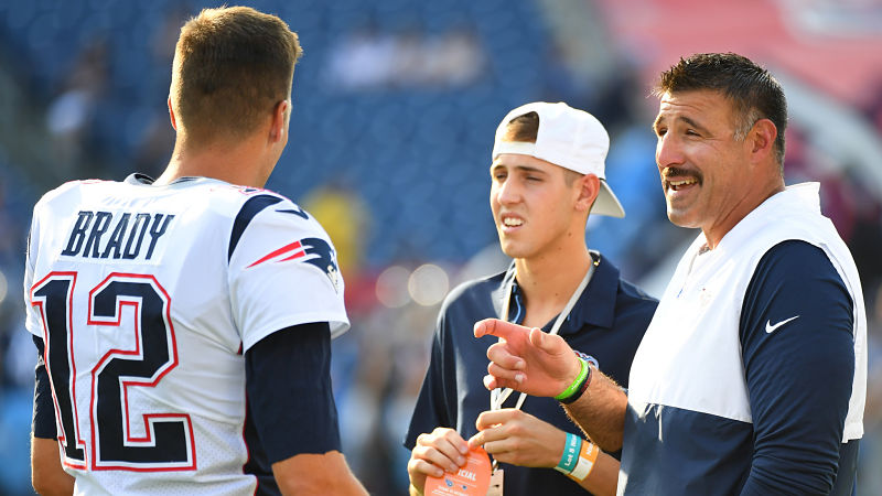 New England Patriots quarterback Tom Brady and Tennessee Titans head coach Mike Vrabel