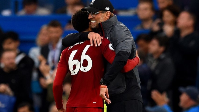 Liverpool defender Trent Alexander-Arnold and manager Jurgen Klopp