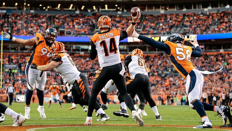 Dallas Cowboys quarterback Andy Dalton and Denver Broncos linebacker Von Miller