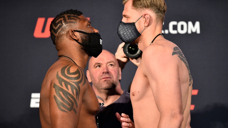 UFC fighters Curtis Blaydes (left) and Alexander Volkov