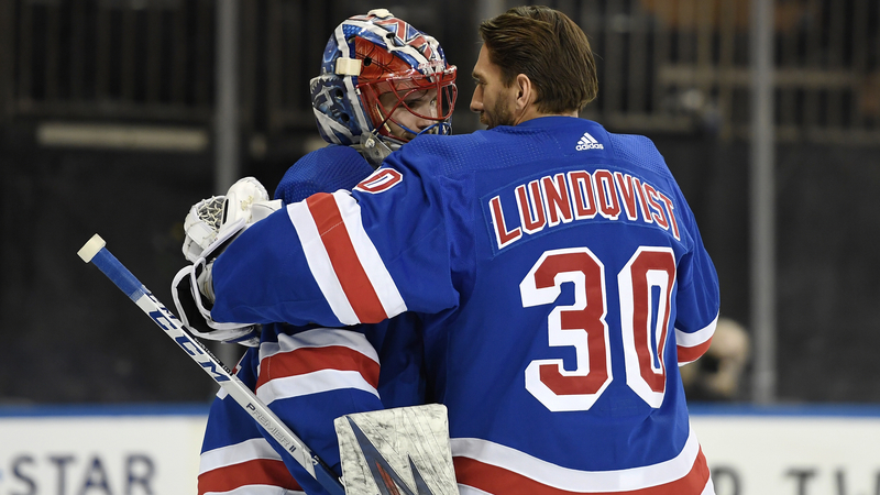 New York Rangers goalies Igor Shesterkin and Henrik Lundqvist
