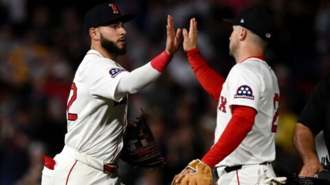 Boston Red Sox outfielder Wilyer Abreu and third bsaeman Alex Bregman