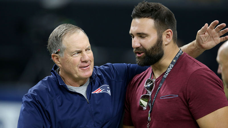 New England Patriots head coach Bill Belichick and defensive end Rob ninkovich