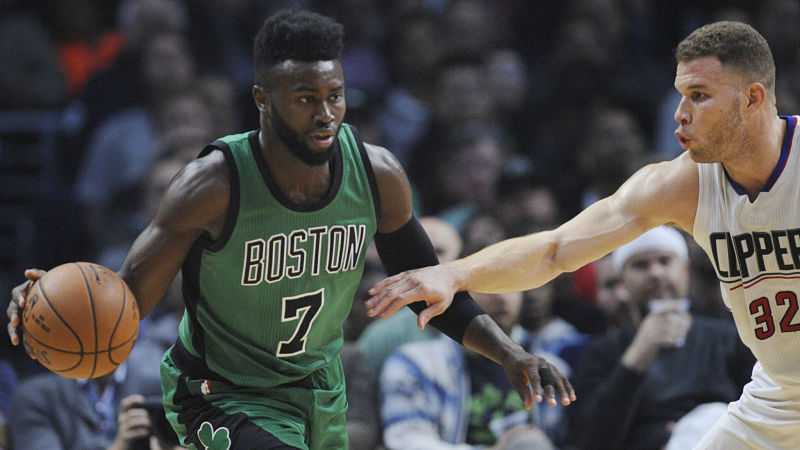 Boston Celtics forward Jaylen Brown and Los Angeles Clippers forward Blake Griffin