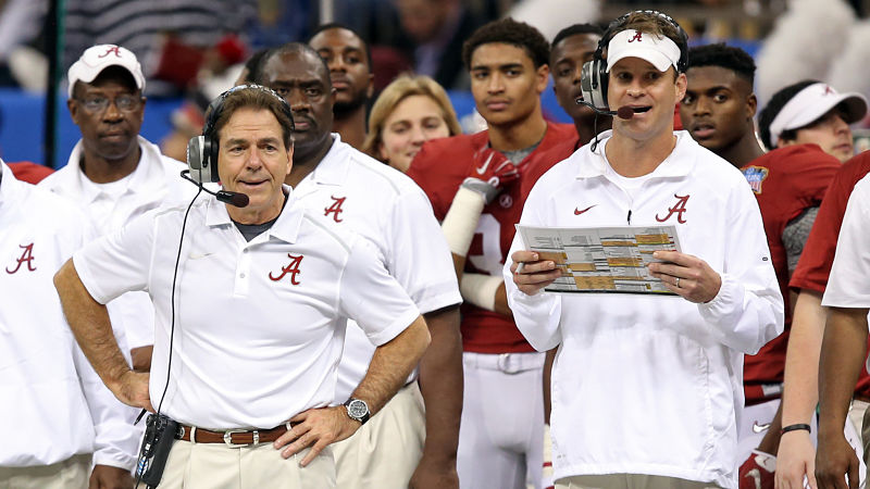 Alabama head coach Nick Saban and Florida Atlantic University coach Lane Kiffin