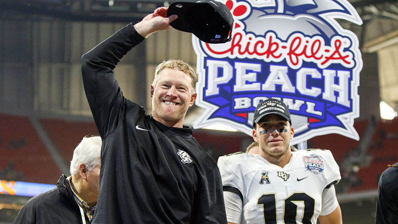Central Florida head coach Scott Frost and quarterback McKenize Milton