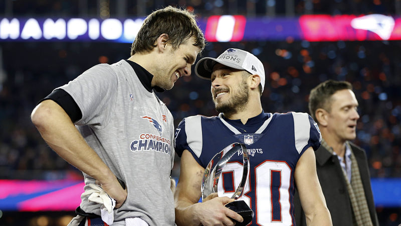 New England Patriots quarterback Tom Brady and wide receiver Danny Amendola
