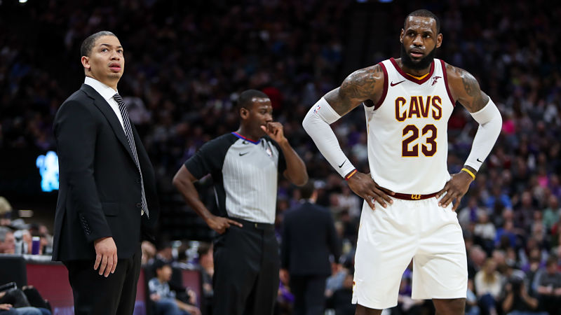 Cleveland Cavaliers coach Tyronn Lue and forward LeBron James