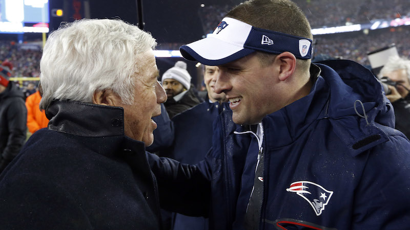 Patriots owner Robert Kraft, offensive coordinator Josh McDaniels