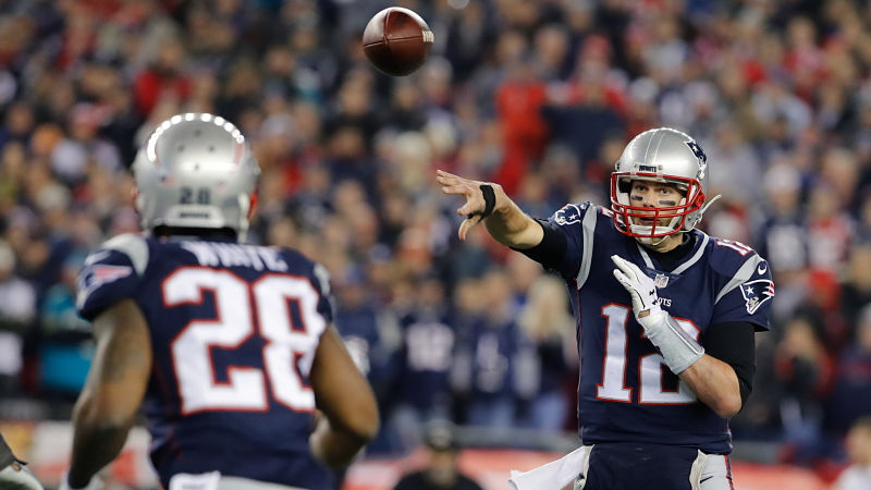 New England Patriots quarterback Tom Brady and running back James White