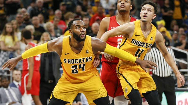 Wichita State Shockers center Shaquille Morris (24) and guard Landry Shamet (11)