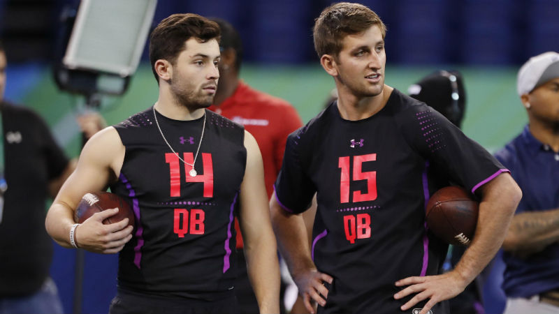 Oklahoma Sooners quarterback Baker Mayfield, UCLA Bruins quarterback Josh Rosen