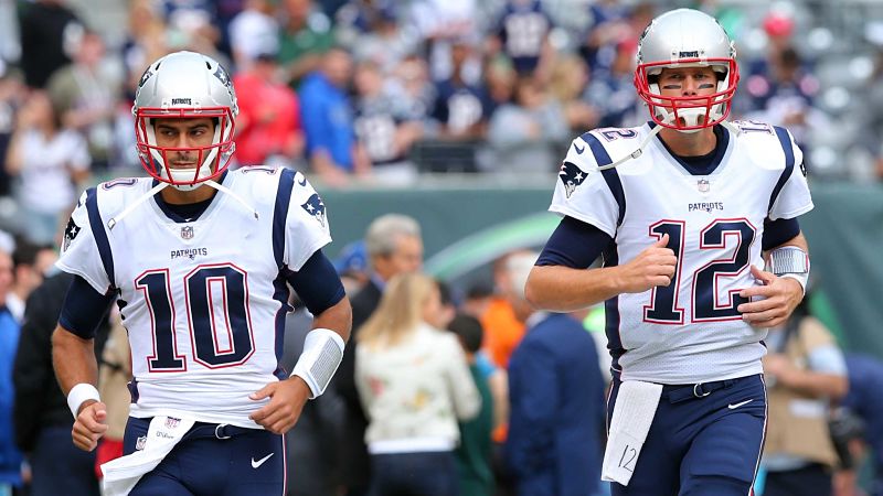 New England Patriots quarterback Tom Brady and San Francisco 49ers quarterback Jimmy Garoppolo