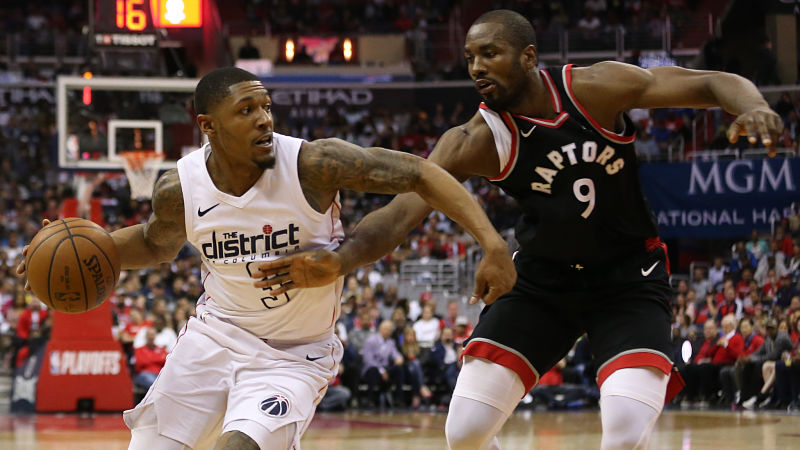 Washington Wizards guard Bradley Beal and Toronto Raptors forward Serge Ibaka