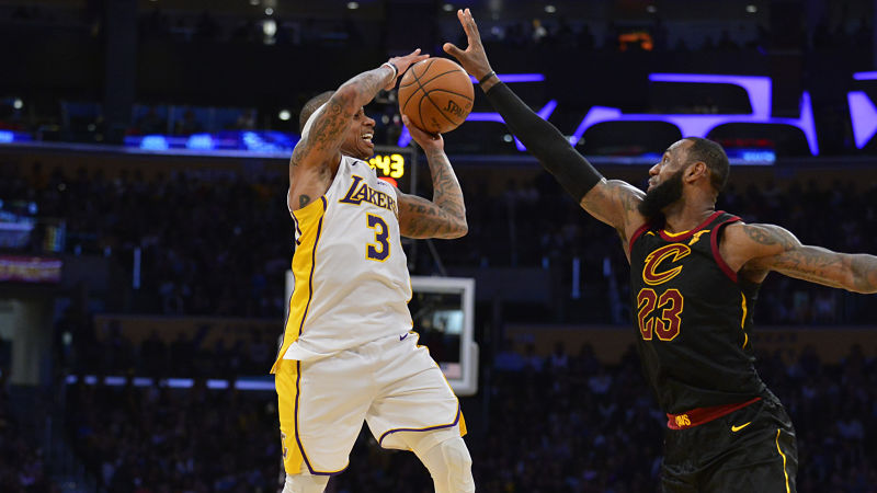 Los Angeles Lakers guard Isaiah Thomas and Cleveland Cavaliers forward LeBron James