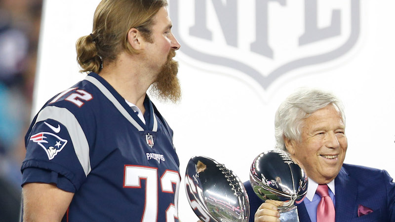 Patriots left tackle Matt Light, owner Robert Kraft