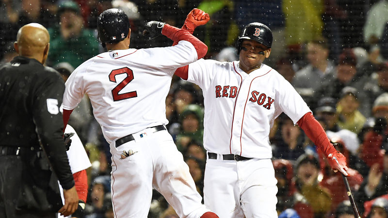 Boston Red Sox shortstop Xander Bogaerts and third baseman Rafael Devers