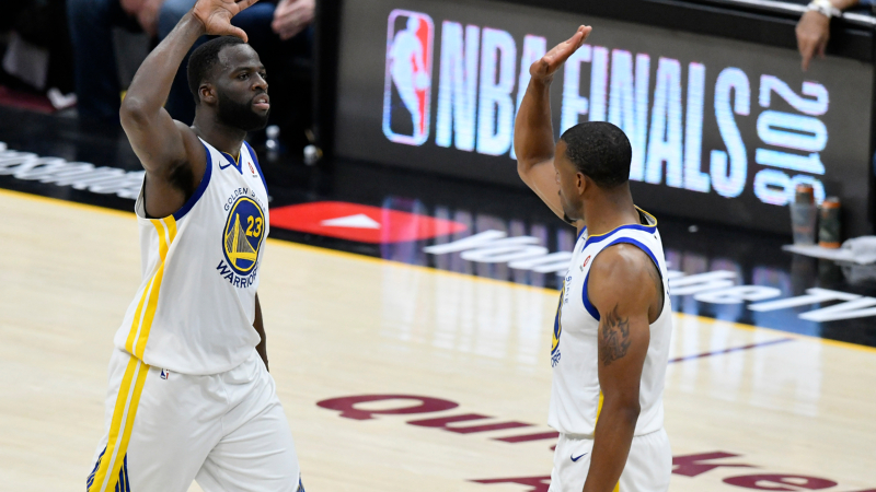 Golden State Warriors forward Draymond Green and forward Andre Iguodala (right)