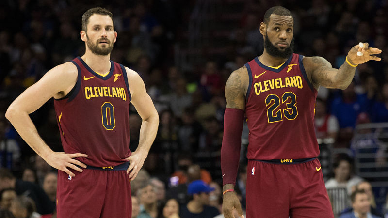 Cleveland Cavaliers forwards Kevin Love and LeBron James