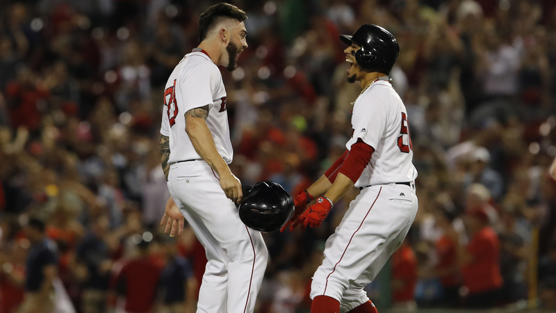 Boston Red Sox Catcher Blake Swihart And Right Fielder Mookie Betts