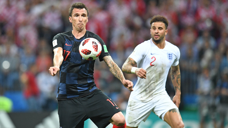 Croatia striker Mario Mandzukic and England defender Kyle Walker