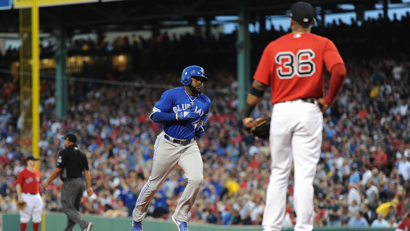 Toronto Blue Jays Left Fielder Dwight Smith Jr. And Boston Red Sox Third Baseman Eduardo Nunez