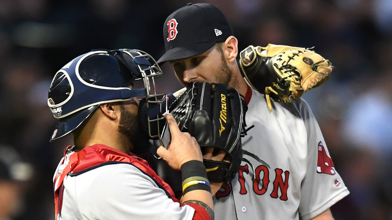 Red Sox pitcher Chris Sale, catcher Sandy Leon