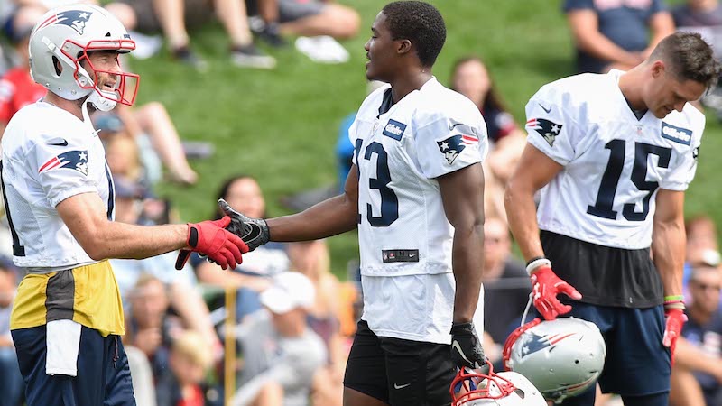 Patriots wide receivers Julian Edelman, Phillip Dorsett, Chris Hogan