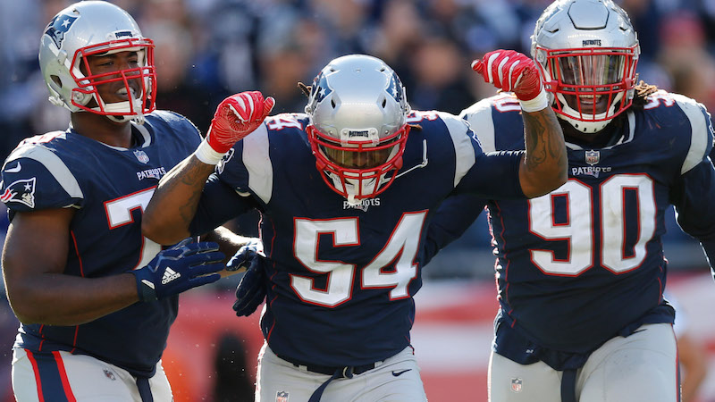 Patriots defenders Adam Butler, Dont'a Hightower, Malcom Brown