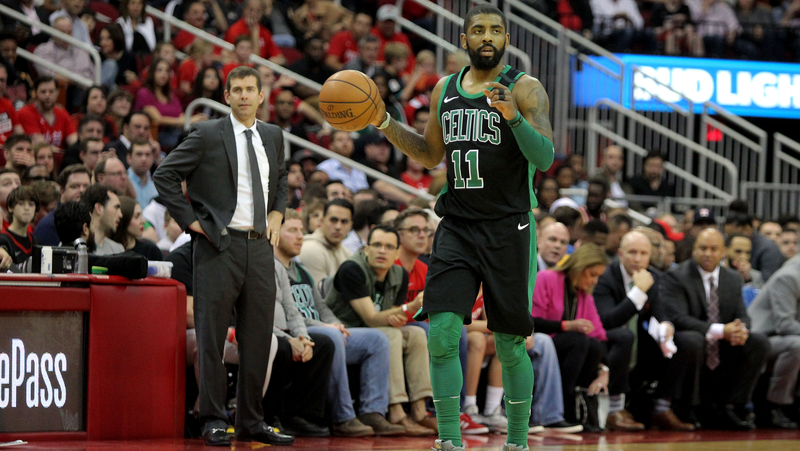 Boston Celtics Head Coach Brad Stevens And Guard Kyrie Irving