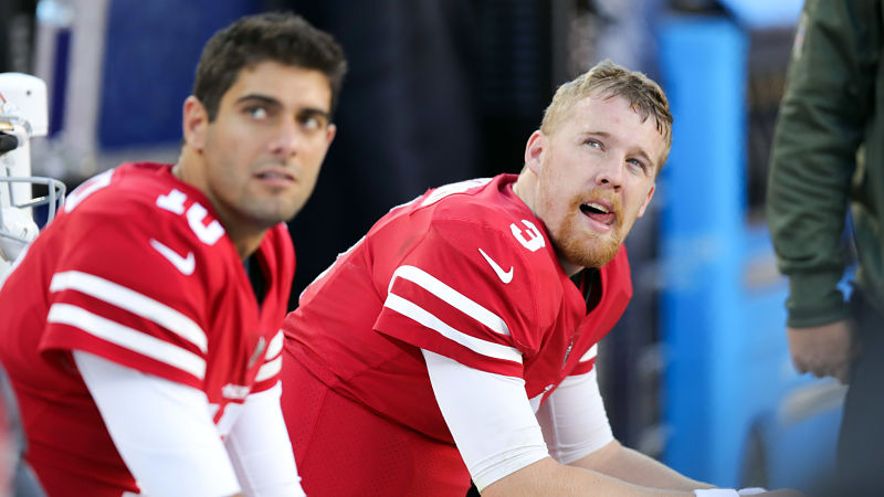 San Francisco 49ers quarterbacks Jimmy Garoppolo and C.J. Beathard