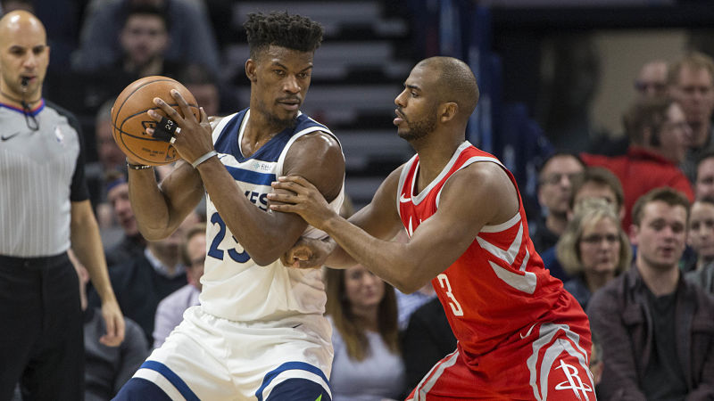 Minnesota Timberwolves guard Jimmy Butler and Houston Rockets guard Chris Paul
