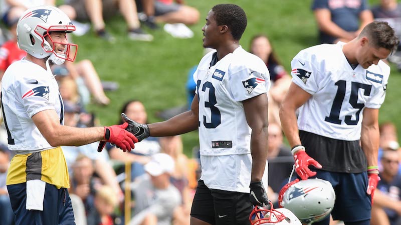 Patriots wide receivers Julian Edelman, Phillip Dorsett, Chris Hogan
