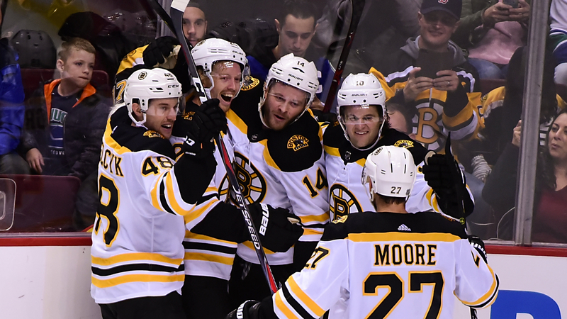 Matt Grzelcyk, Chris Wagner, Joakim Nordstrom, Anders Bjork, John Moore