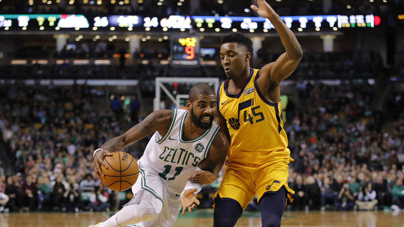 Boston Celtics guard Kyrie Irving and Utah Jazz guard Donovan Mitchell