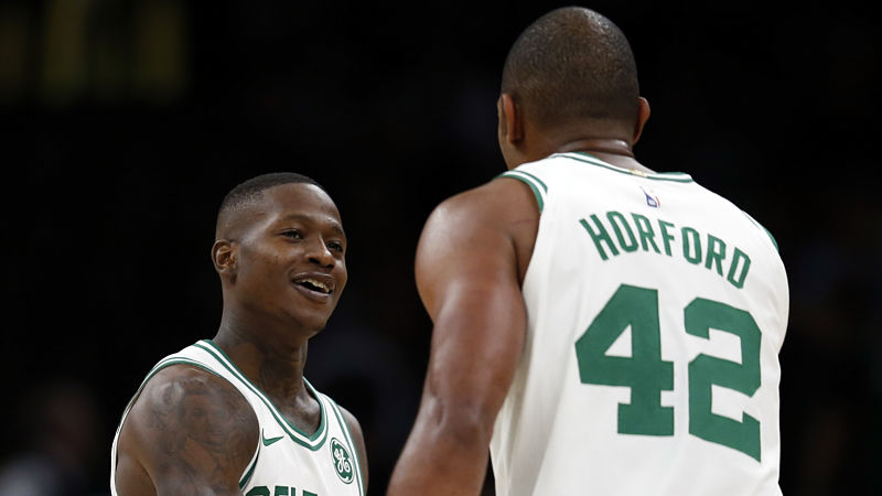 Boston Celtics guard Terry Rozier and forward Al Horford