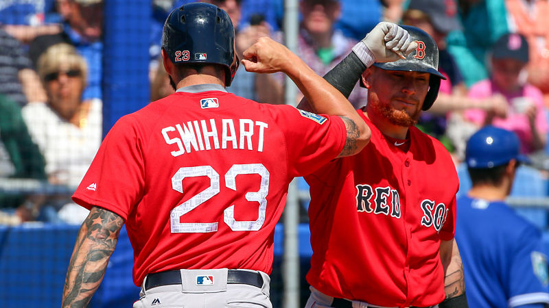 Boston Red Sox catchers Blake Swihart and Christian Vazquez