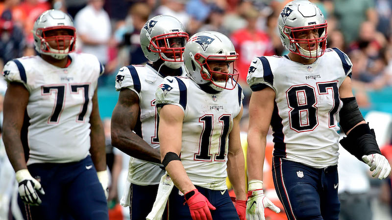 Patriots' Trent Brown, Josh Gordon, Julian Edelman, Rob Gronkowski