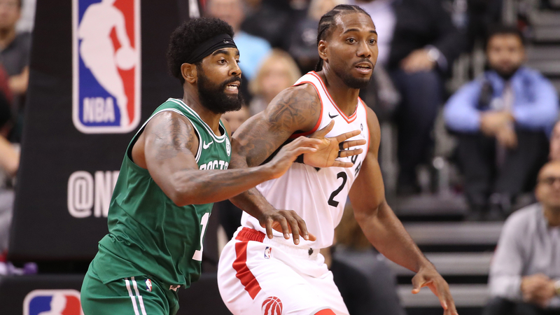 Boston Celtics Guard Kyrie Irving And Toronto Raptors Forward Kawhi Leonard