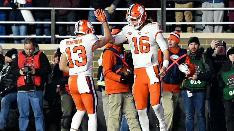 Clemson quarterback Trevor Lawrence and wide receiver Hunter Renfrow